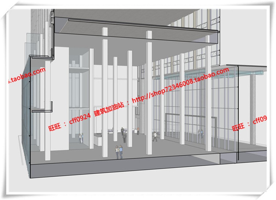 建筑资源82办公楼/招待所写字楼SU模型+cad图纸