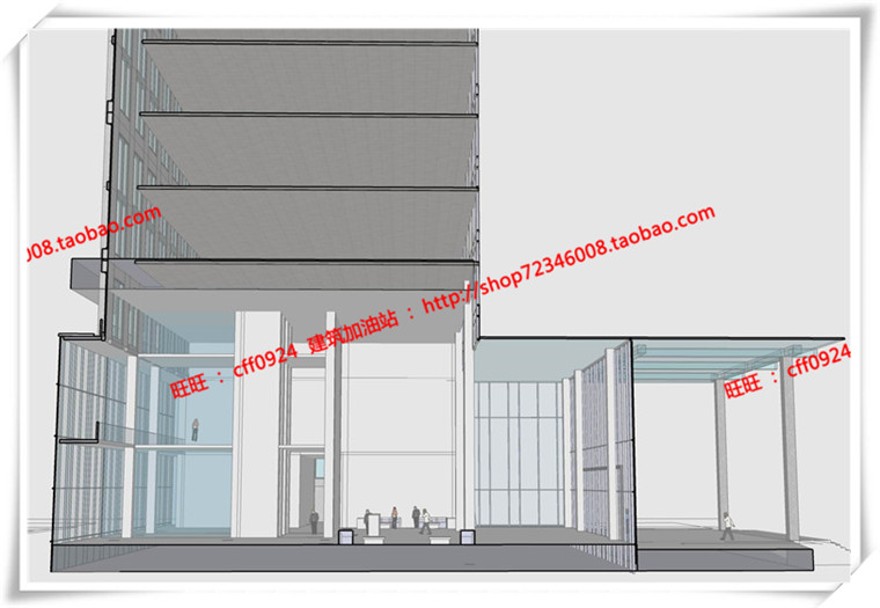 建筑资源82办公楼/招待所写字楼SU模型+cad图纸