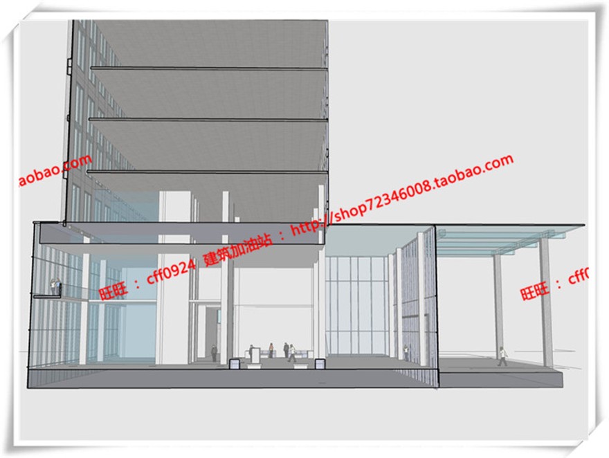 建筑资源82办公楼/招待所写字楼SU模型+cad图纸