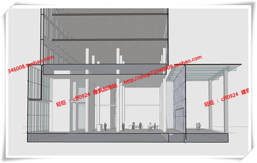 建筑资源82办公楼/招待所写字楼SU模型+cad图纸