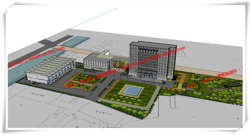 建筑资源82办公楼/招待所写字楼SU模型+cad图纸