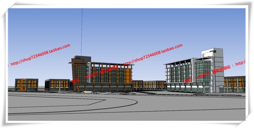 建筑资源83商业办公楼全套设计SU模型+cad图纸+效果图+3Dmax