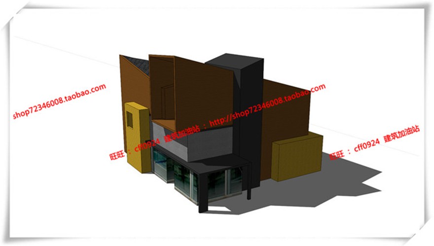 建筑资源87小型办公/独栋办公SU模型+cad图纸