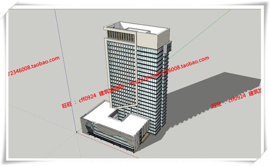 建筑资源94高层住宅办公楼SU模型+cad图纸+效果图+排版