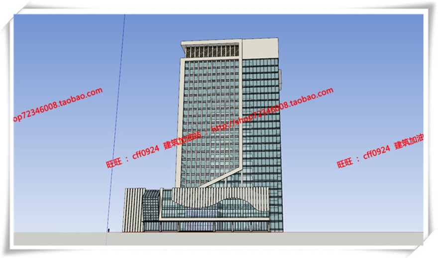 建筑资源94高层住宅办公楼SU模型+cad图纸+效果图+排版