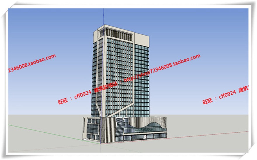 建筑资源94高层住宅办公楼SU模型+cad图纸+效果图+排版