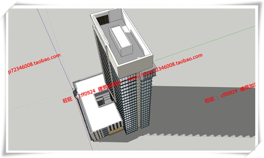 建筑资源94高层住宅办公楼SU模型+cad图纸+效果图+排版