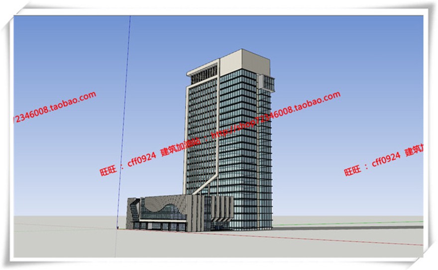 建筑资源94高层住宅办公楼SU模型+cad图纸+效果图+排版