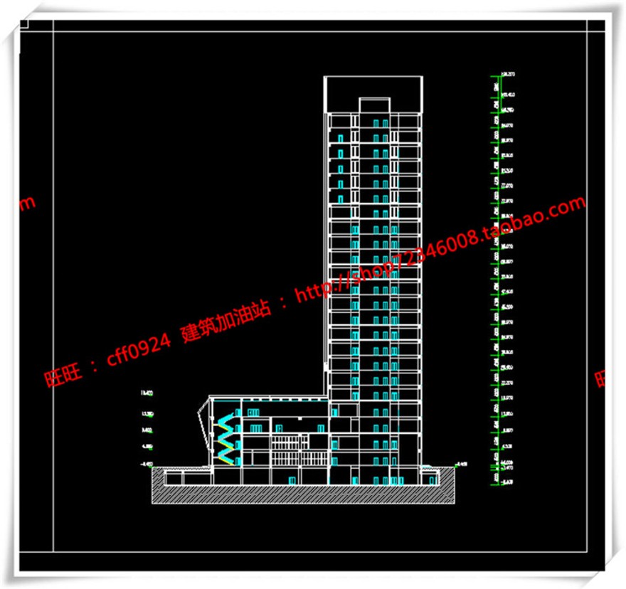 建筑资源94高层住宅办公楼SU模型+cad图纸+效果图+排版