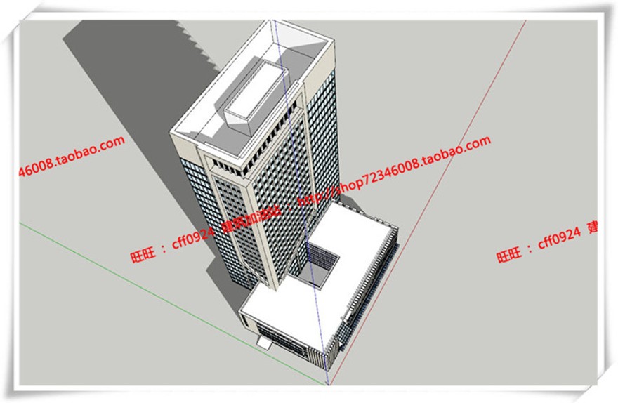 建筑资源94高层住宅办公楼SU模型+cad图纸+效果图+排版