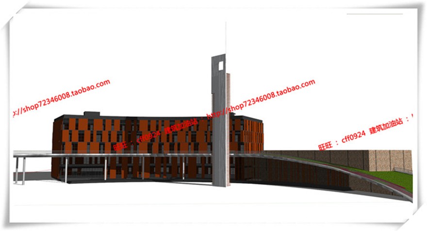 建筑资源96无锡滨湖办公楼/会议中心cad方案图平立剖+su模型