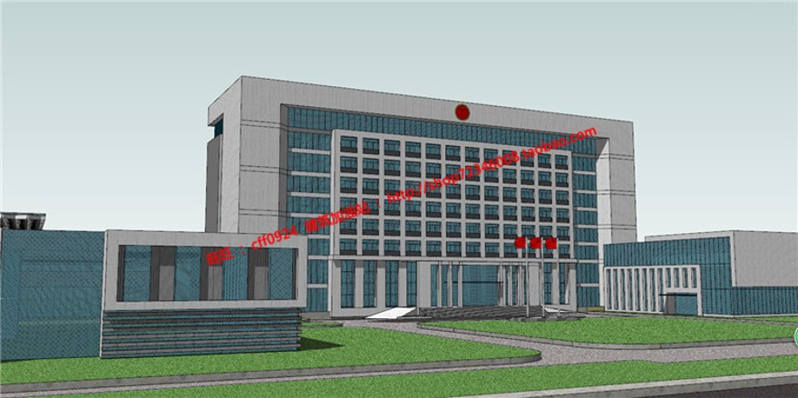 行政办公楼政府办公设计su模型+cad图纸