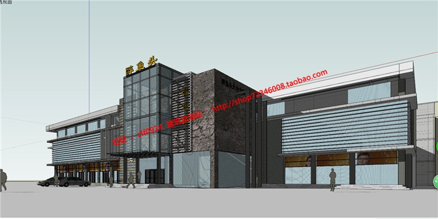 多层办公楼建筑设计su模型+cad平面图