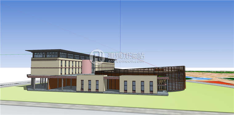 建筑资源74上饶公建办公楼办公cad图纸+SU模型+效果图