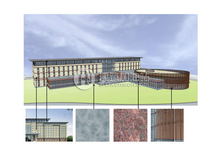 建筑资源74上饶公建办公楼办公cad图纸+SU模型+效果图