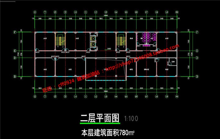 多层现代风办公楼方案图纸cad总图平立剖效果图及psd排版