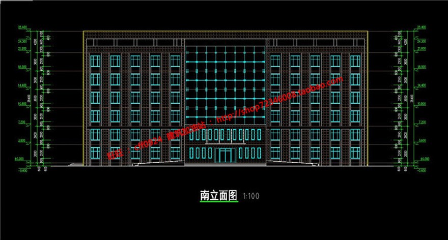 多层现代风办公楼方案图纸cad总图平立剖效果图及psd排版