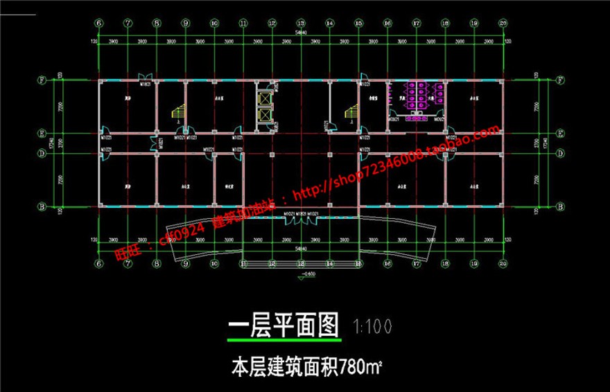 多层现代风办公楼方案图纸cad总图平立剖效果图及psd排版