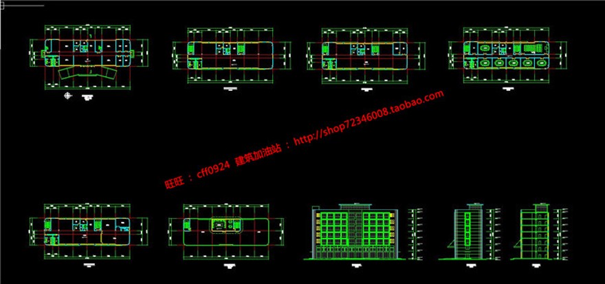 层办公楼建筑方案图纸cad平立剖效果图