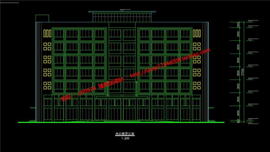 层办公楼建筑方案图纸cad平立剖效果图