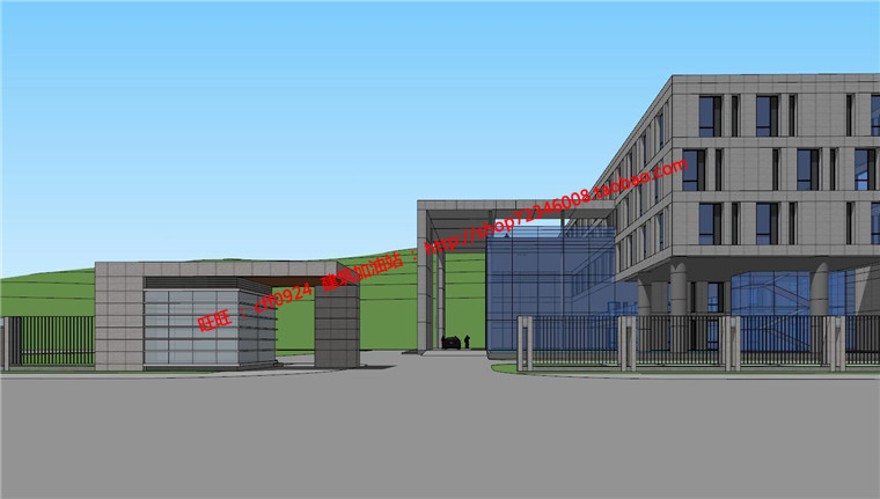 低层小型办公楼建筑创意设计文本效果图SU模型及CAD建筑资源