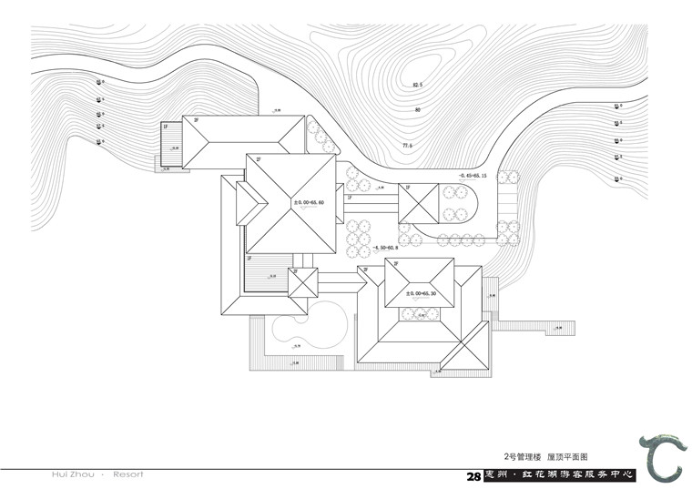 红花湖游客服务中心cad总图平立剖效果图文本ppt投标