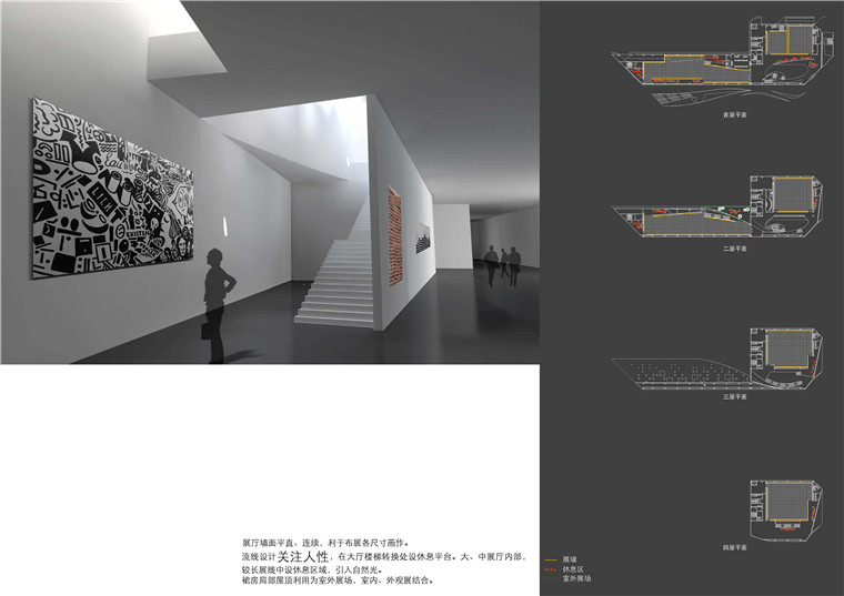 四川美术馆ppt文本效果图cad总图平面剖图纸