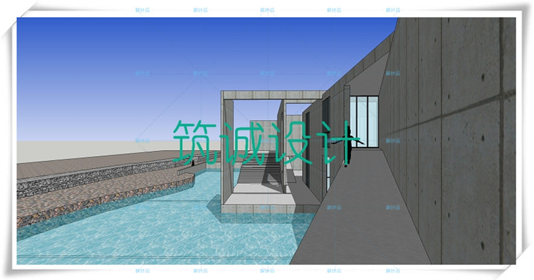 完整成羽町美术馆SU+CAD+5个PPT安藤忠雄大师资料