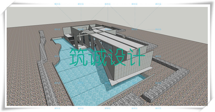 完整成羽町美术馆SU+CAD+5个PPT安藤忠雄大师资料