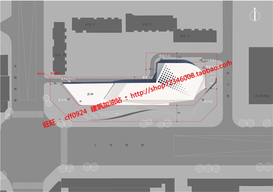 美术展览馆设计景观建筑规划项目资源cad图纸平立剖效果图文本