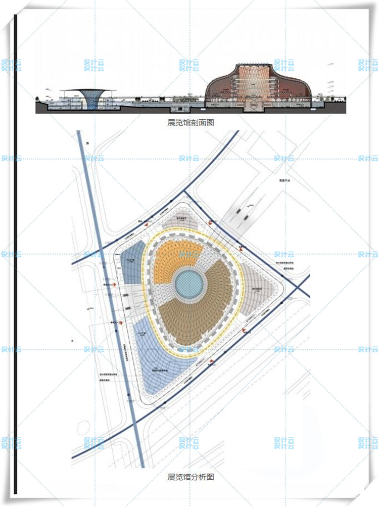 完整展馆会展中心建筑设计施工CAD图纸文本方案效果图纸