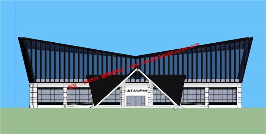 su模型+cad图纸效果图psd建筑博物文化休闲创意中心设计