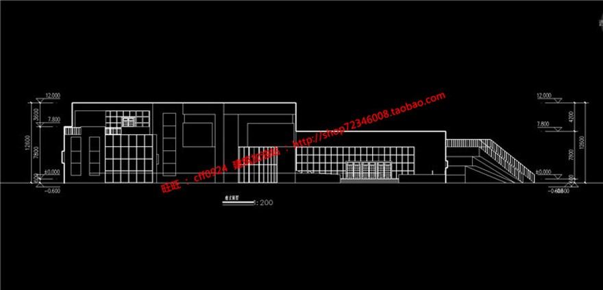 张高清展板排版博物文化休闲创意中心cad图纸平立剖