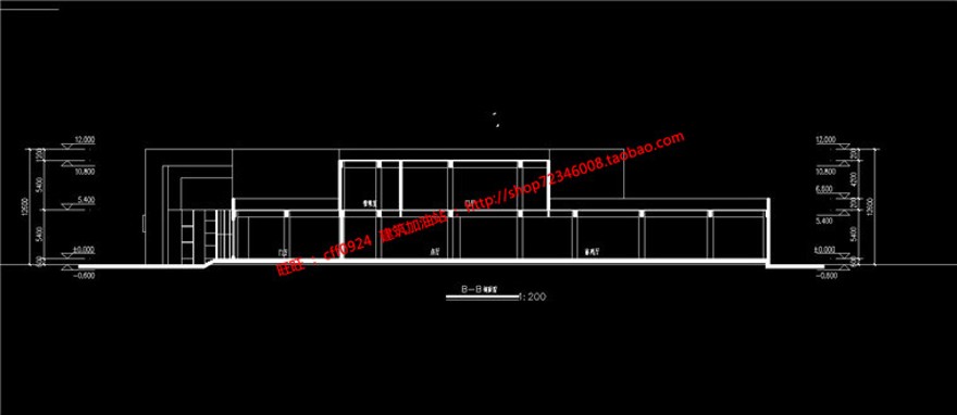 张高清展板排版博物文化休闲创意中心cad图纸平立剖