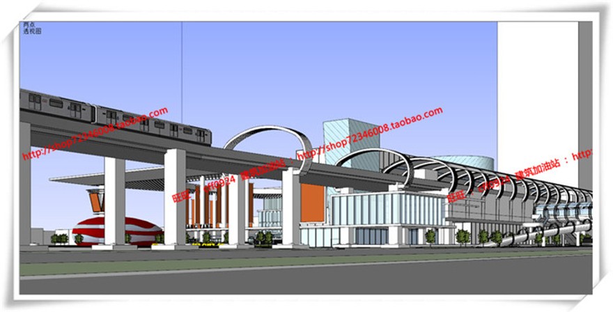 建筑图纸112车辆运输中心客运中心交通枢纽设计cad图纸su模型效果图