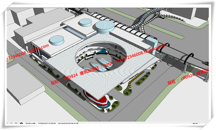 建筑图纸112车辆运输中心客运中心交通枢纽设计cad图纸su模型效果图