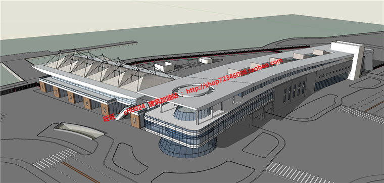 客运服务中心运输服务交通设计cad图纸su模型效果图3dmax