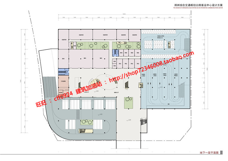 客运站交通枢纽设计cad总图平立剖效果图方案文本