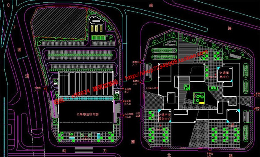客运站交通枢纽设计cad总图平立剖效果图方案文本