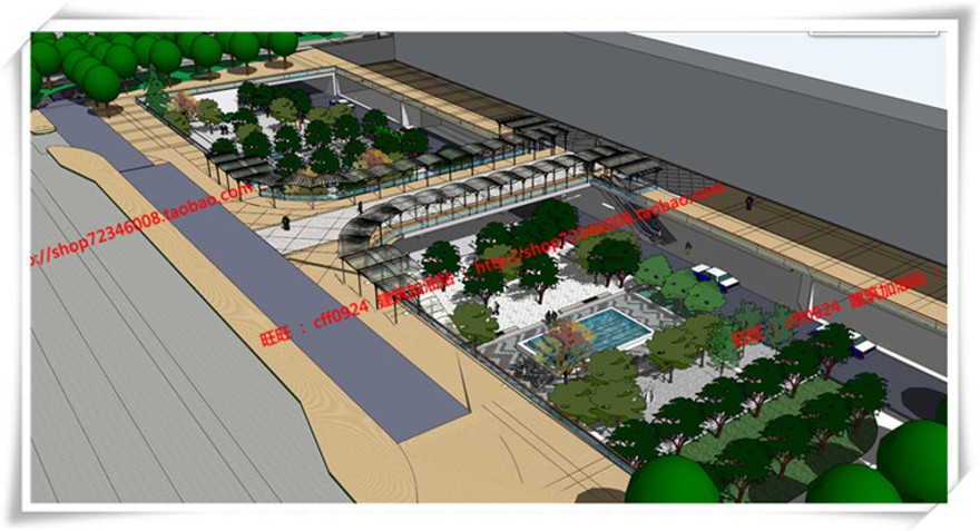 建筑图纸125无锡新区交通运输中心广场景观设计效果图cad和su建筑资源