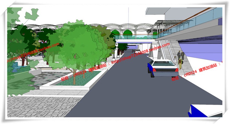 建筑图纸125无锡新区交通运输中心广场景观设计效果图cad和su建筑资源