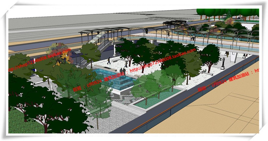建筑图纸125无锡新区交通运输中心广场景观设计效果图cad和su建筑资源