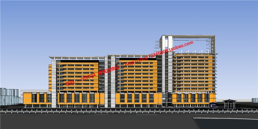 仁济医院建筑方案设计医疗中心su模型cad图纸效果图