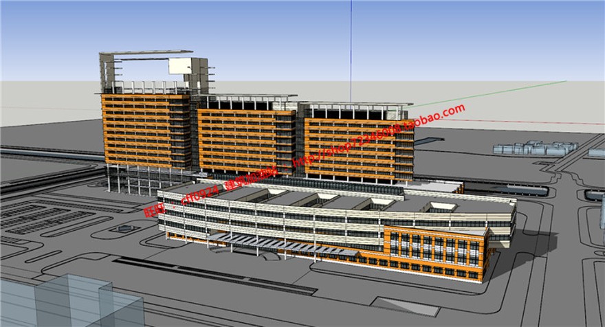 仁济医院建筑方案设计医疗中心su模型cad图纸效果图