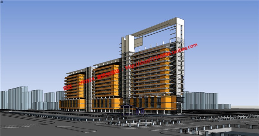 仁济医院建筑方案设计医疗中心su模型cad图纸效果图