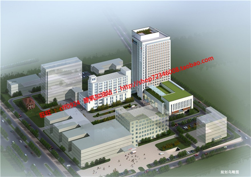 成套-人民医院门急诊办公楼住院病房楼CAD平立剖总平及SU建筑资源