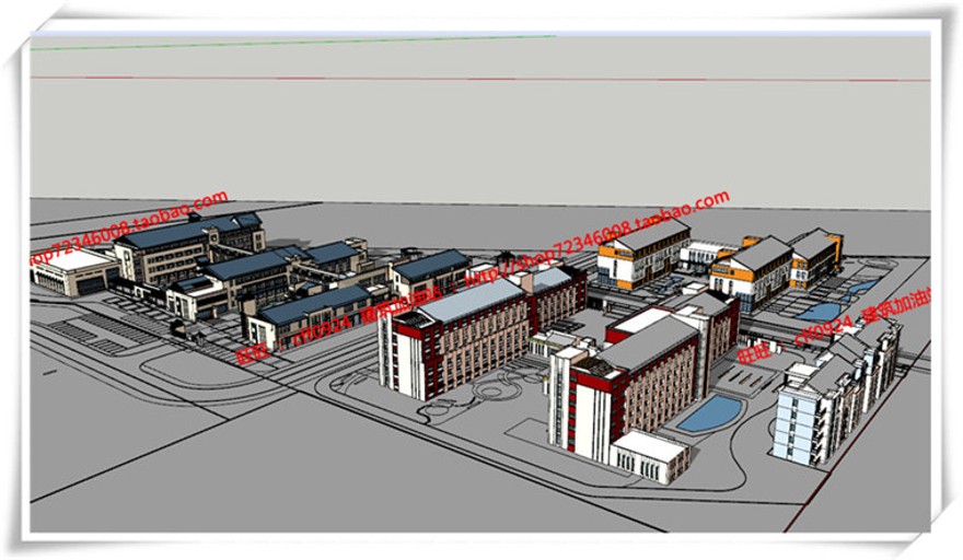 建筑图纸324医院/救助站cad平面立面总图/su模型效果图/3Dmax