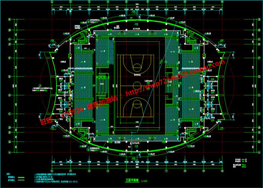 体育馆建筑方案设计cad施工图图纸效果图