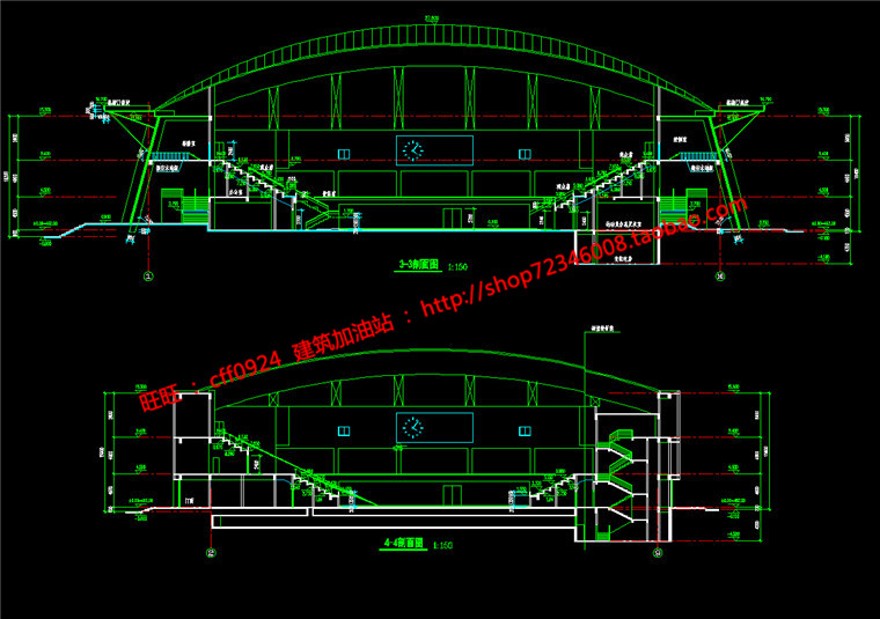 体育馆建筑方案设计cad施工图图纸效果图