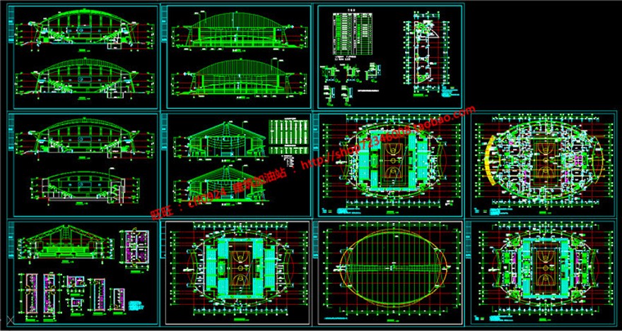 体育馆建筑方案设计cad施工图图纸效果图